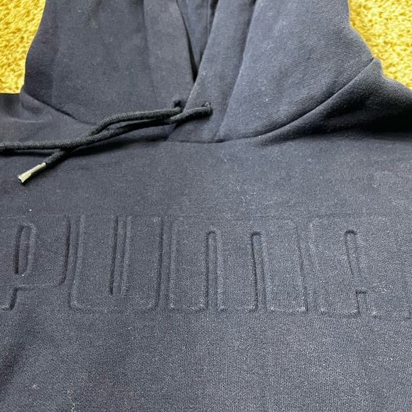 Puma SE Medium Navy Blue Embossed Pullover Hoodie Sweatshirt - Picture 4 of 13